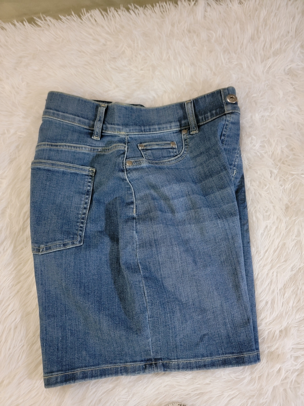 Spanx Vintage Womens Indigo High-Rise Pull-On Shaping Jean Shorts Size Small 4-6 - Picture 13 of 16